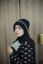 Black Knit Beanie with Silver Accents – Urban Winter Style   সিলভার ডিজাইনসহ কালো নিট টুপি – শহুরে শীতকালীন স্টাইল - Image 2
