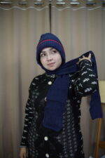 Blue Knit Beanie with Red Stripe – Bold Winter Comfort   লাল স্ট্রাইপসহ নীল নিট টুপি – সাহসী শীতকালীন আরাম - Image 4