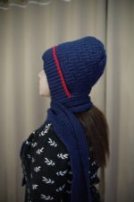 Blue Knit Beanie with Red Stripe – Bold Winter Comfort   লাল স্ট্রাইপসহ নীল নিট টুপি – সাহসী শীতকালীন আরাম - Image 2